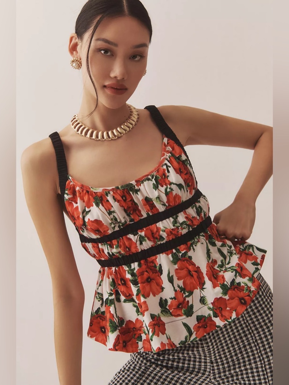 NWT Anthropologie Maeve Detali Open-Back Floral Top